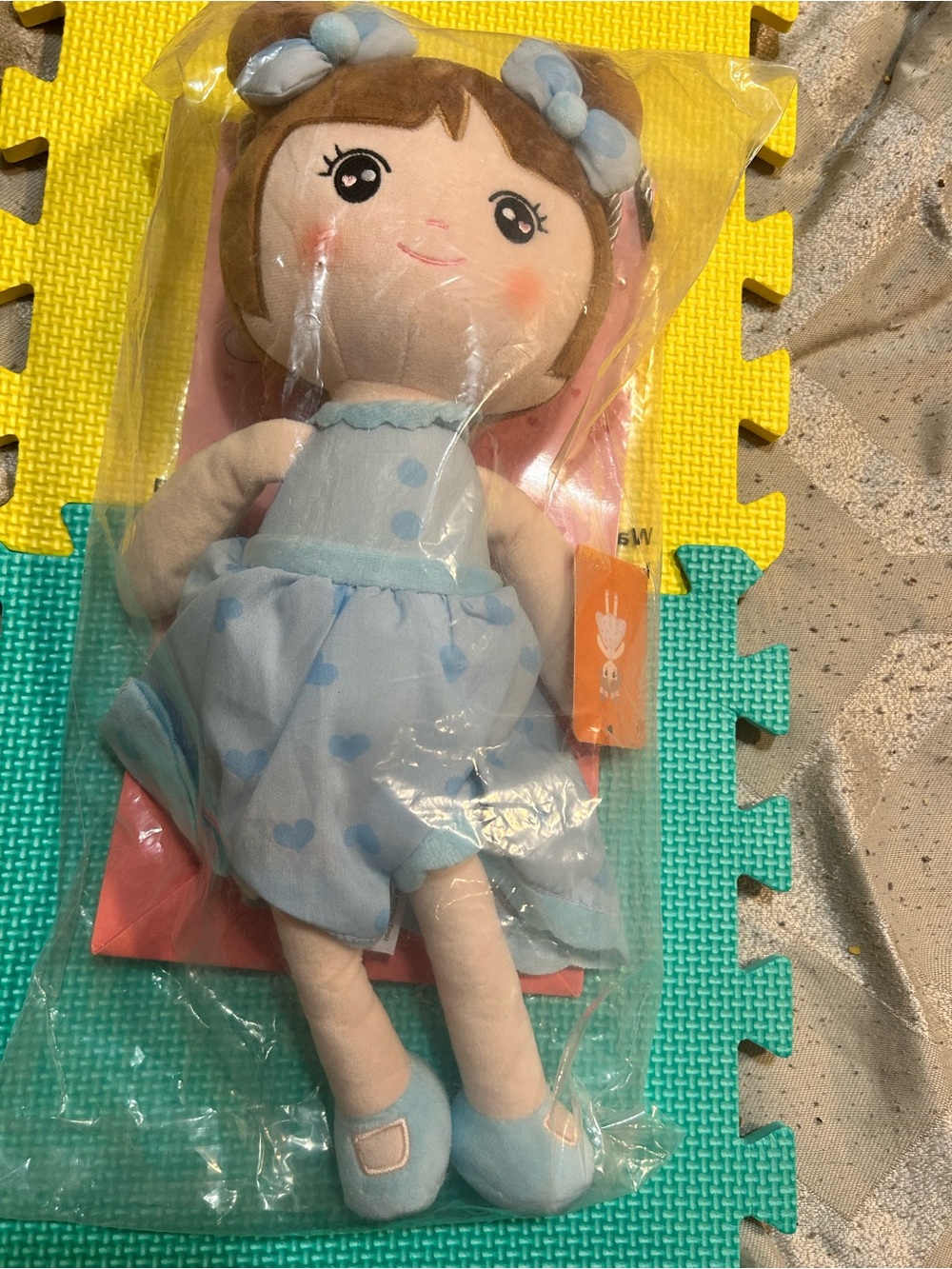 Plush Blue Heart Dress Doll - Soft Kids Toy